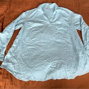 Maternity & nursing blue linen top.